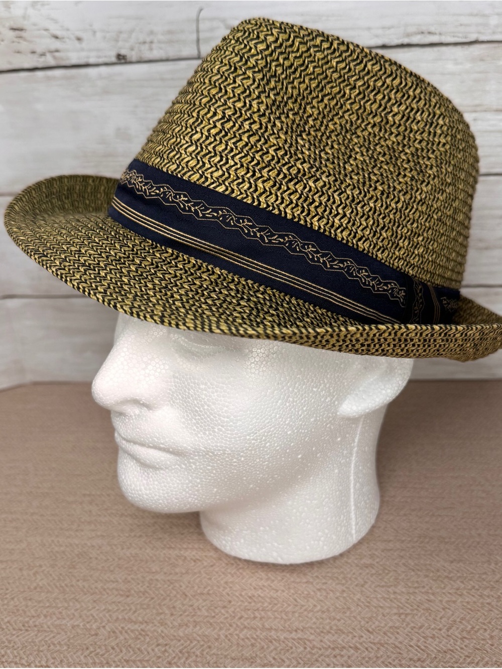 Goodfellow & Co Tan Woven Fedora Hat with Navy Band